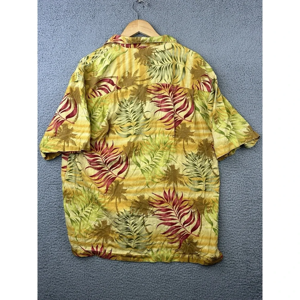 VTG‎ Tommy Bahama Hawaiian Shirt Mens Large Silk S/S Multicolor Floral Camp